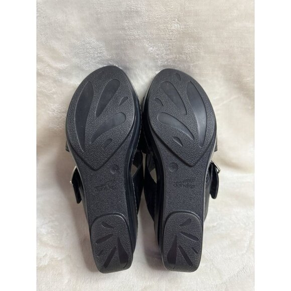DANSKO Black Leather Chunky Wedge Cris-cross Strap Y2K Comfort Sz 40 US 9 - Picture 9 of 11